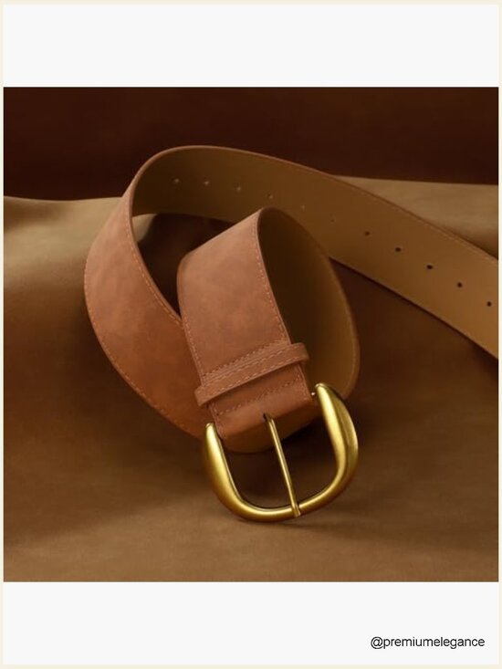 Wide Suede Leather Belt Chunky Buckle Waist Belt for Women